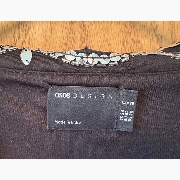 ASOS Curve Black Blazer/Mini Dress with beading &n sequines - Picture 4 of 7